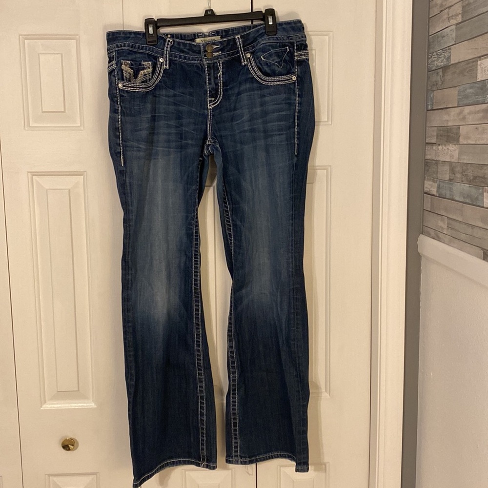 Vigoss Bootcut Jean-Size 16-Dark Blue-Inseam measures 32.5 inches
